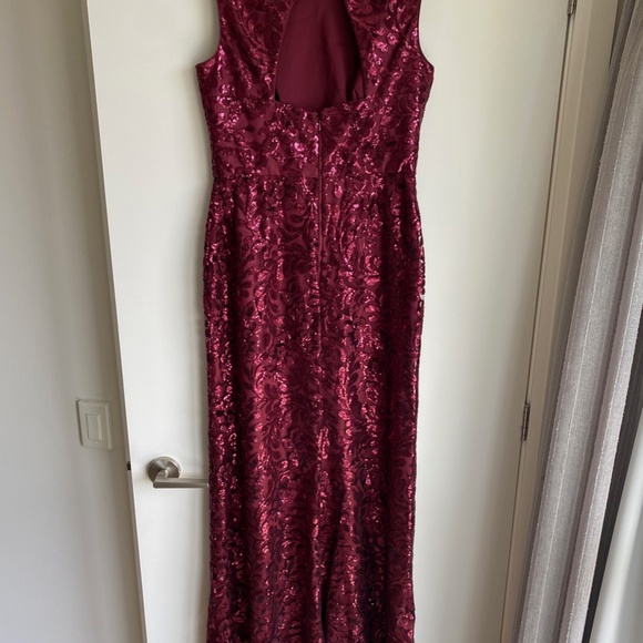 Eliza J Burgundy Sequin Gown - Picture 5 of 6